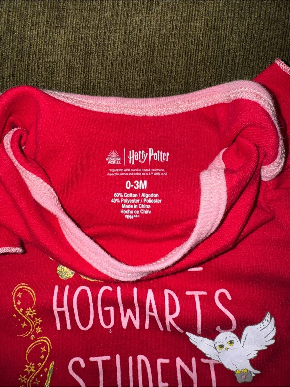 Red 'Future Hogwarts Student' Girls One-Piece Bodysuit